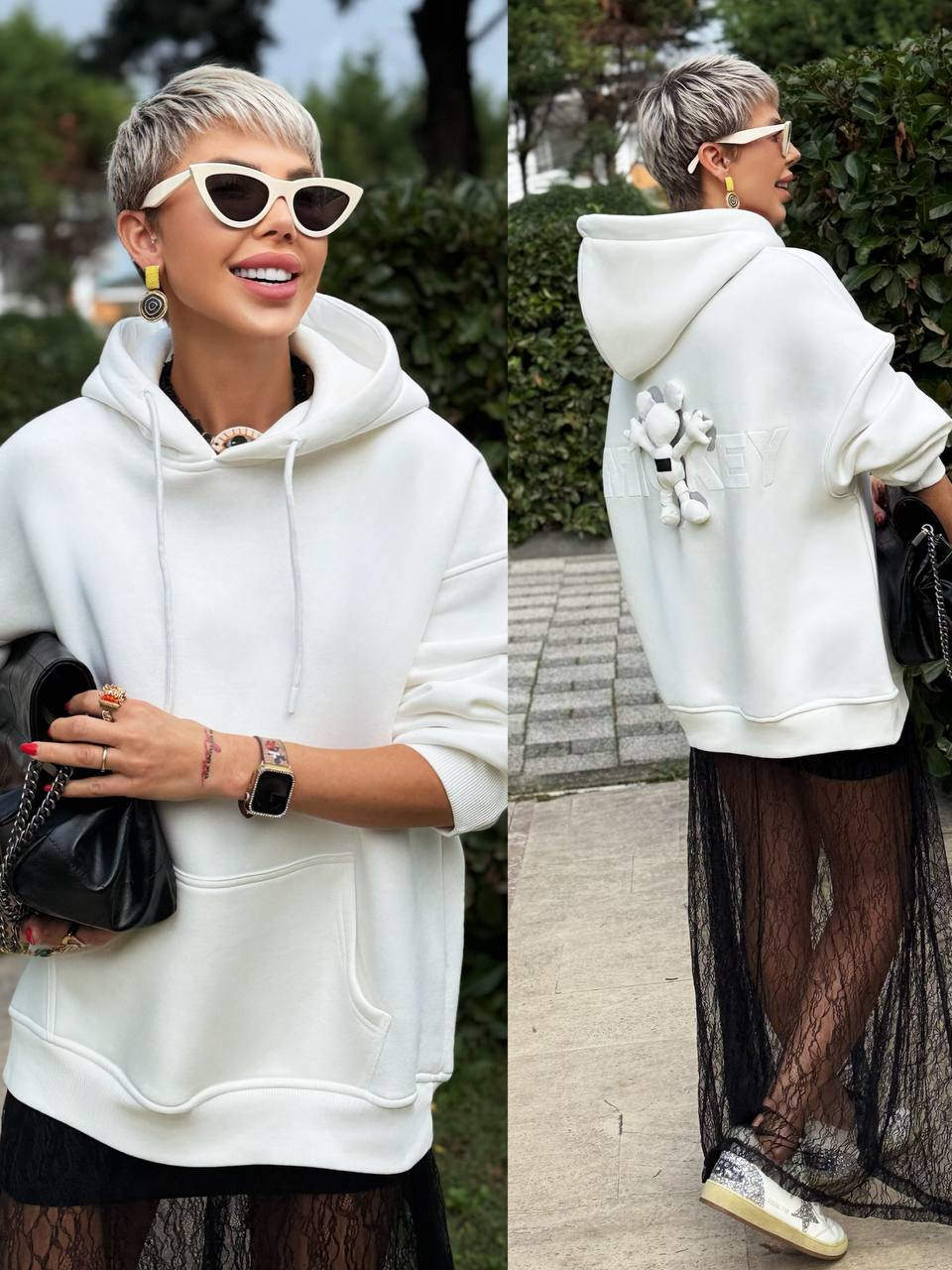 EKRU S.STUDIO MICKEY TASARIM HOODİE