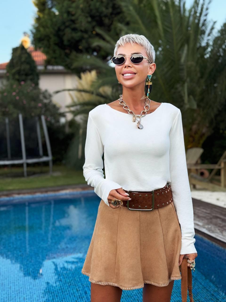 EKRU S.STUDIO KAYIK YAKA PREMIUM BLUZ