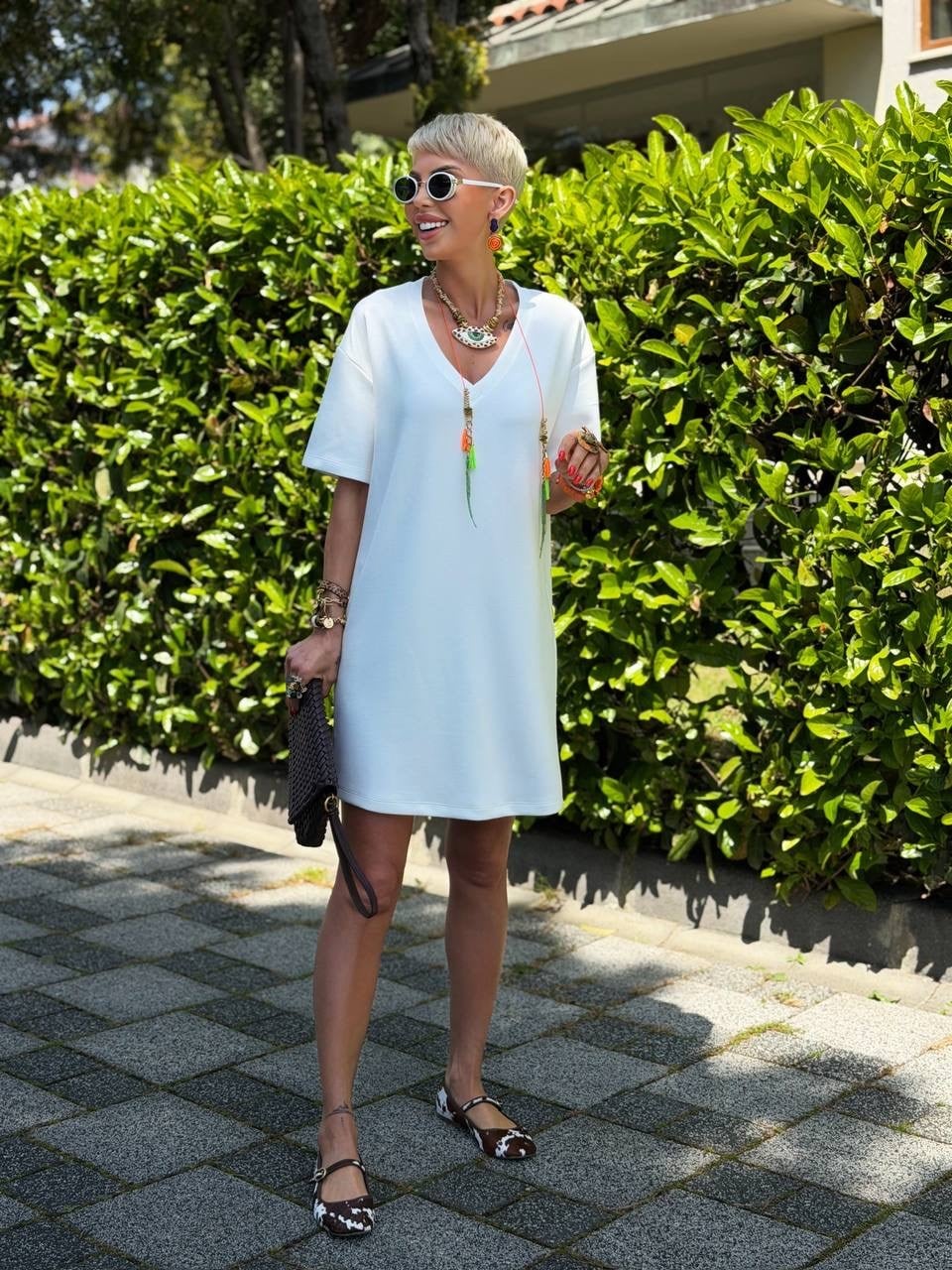 EKRU S.STUDIO V YAKA BASIC MODAL ELBİSE