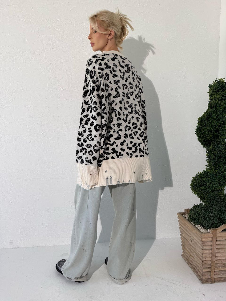 EKRU SELF LOVE LEOPAR DESENLİ TRİKO