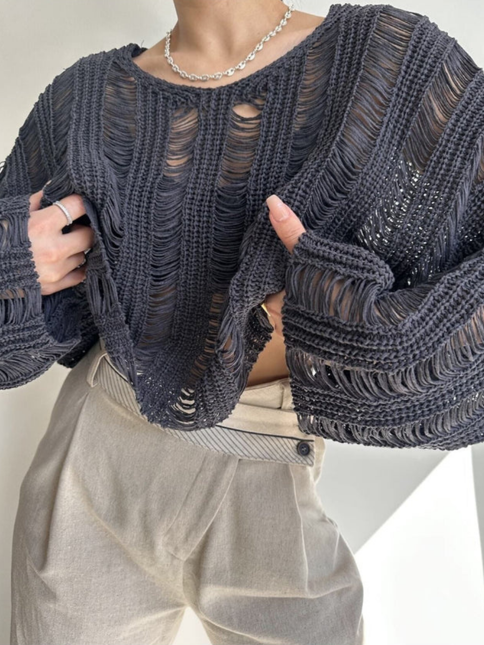 FÜME S.STUDIO ORGANİK AJUR TRİKO TOP