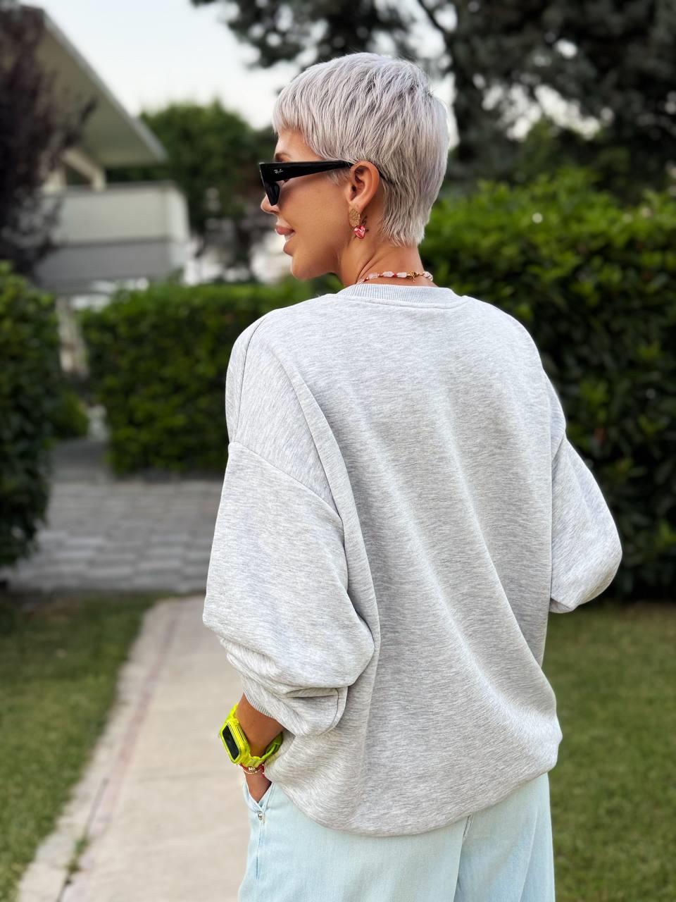 GRİ BİSİKLET YAKA UCLA SWEATSHIRT