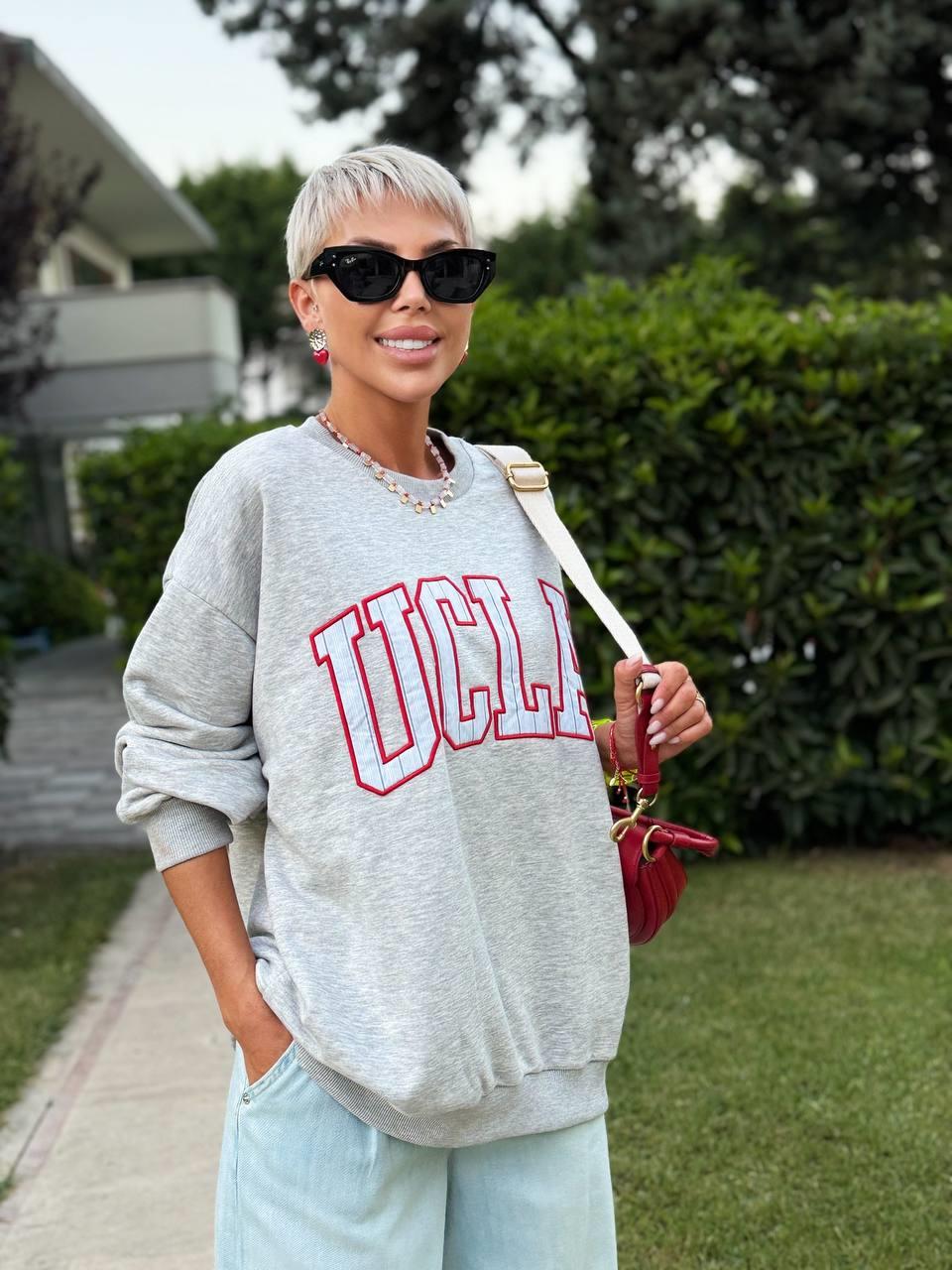 GRİ BİSİKLET YAKA UCLA SWEATSHIRT