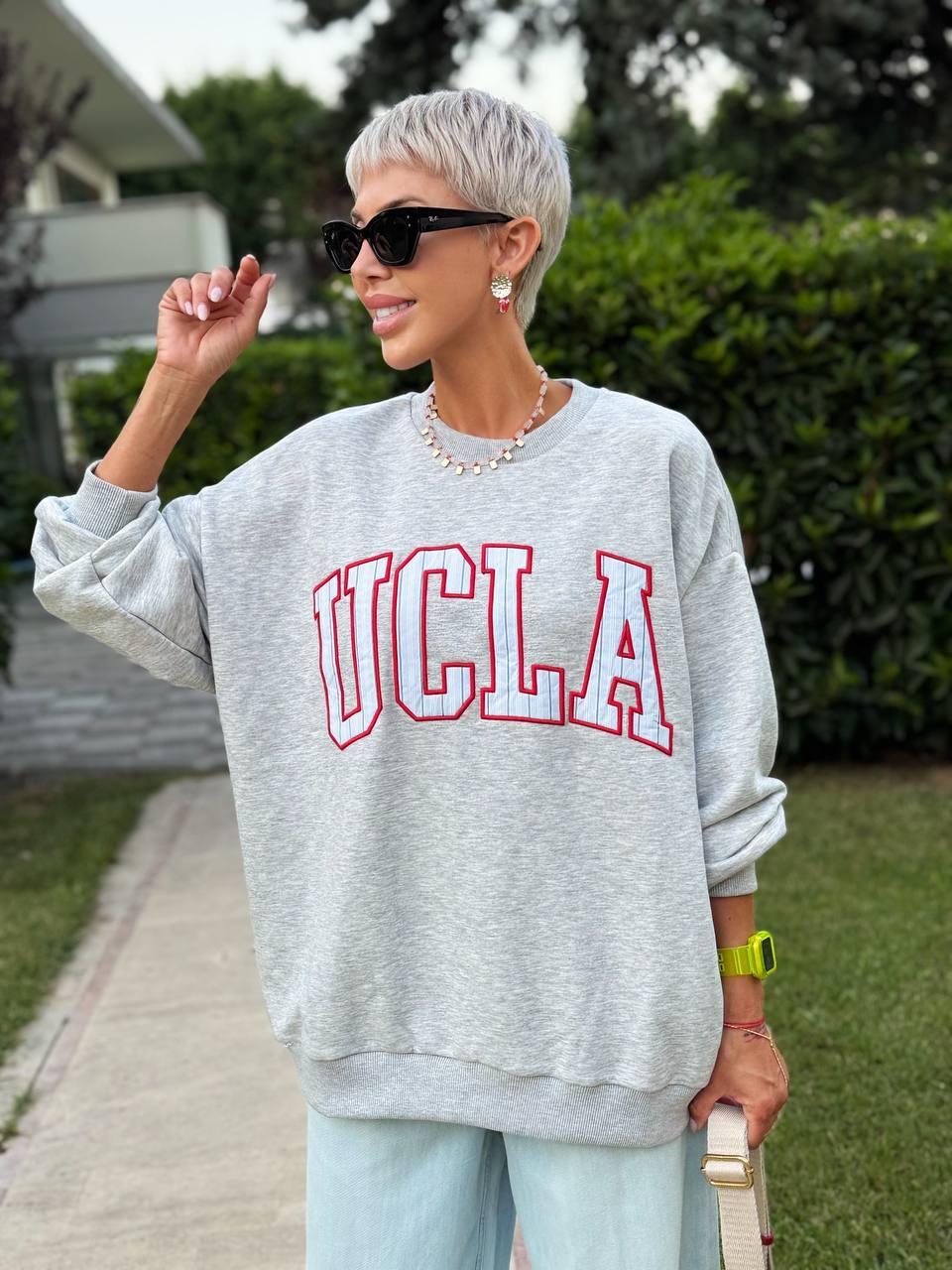 GRİ BİSİKLET YAKA UCLA SWEATSHIRT