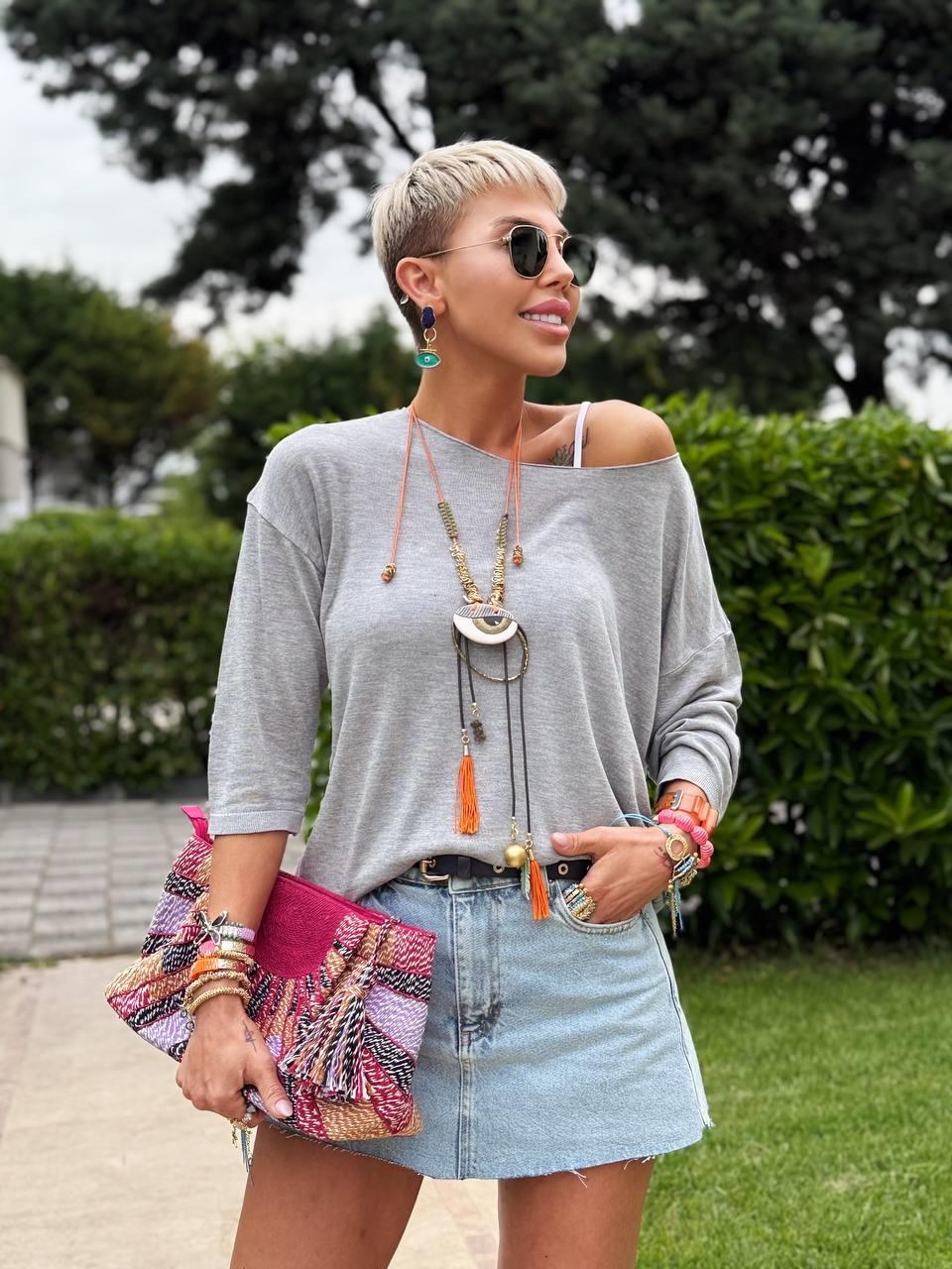 GRİ KAYIK YAKA MERSERİZE