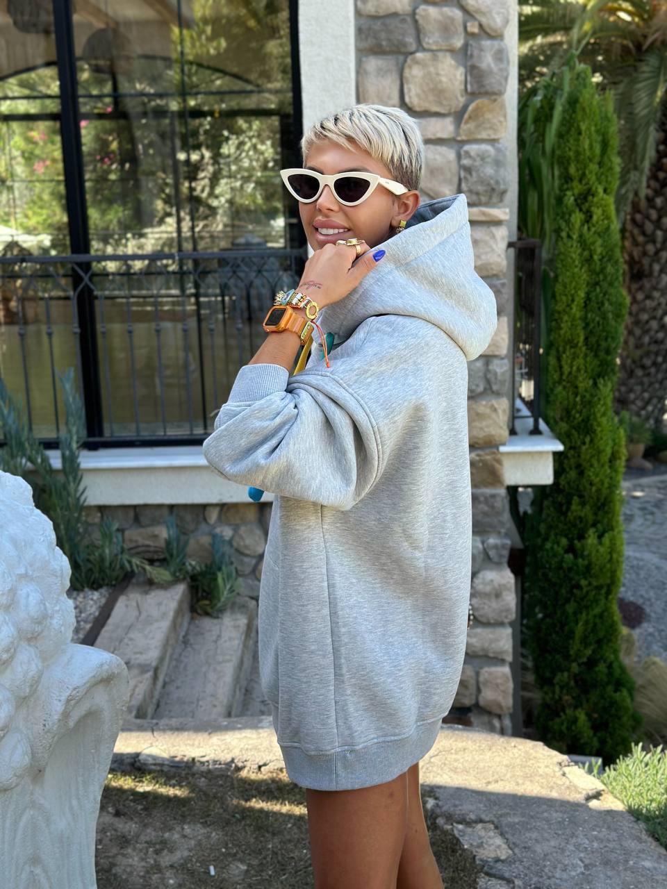 GRİ S.STUDIO RENKLİ İPLİ HOODIE