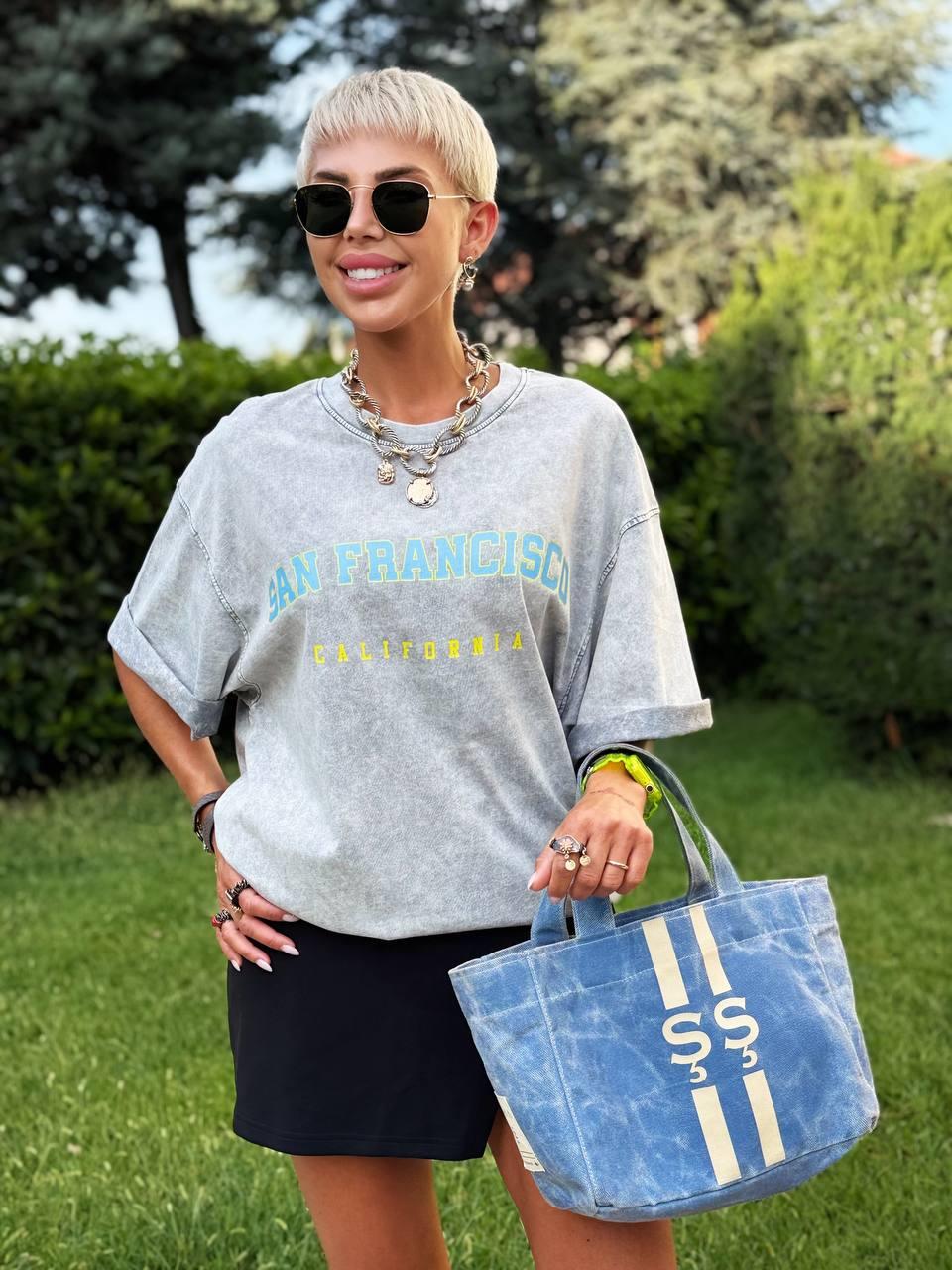 GRİ SAN FRANCISCO BASKILI TSHIRT