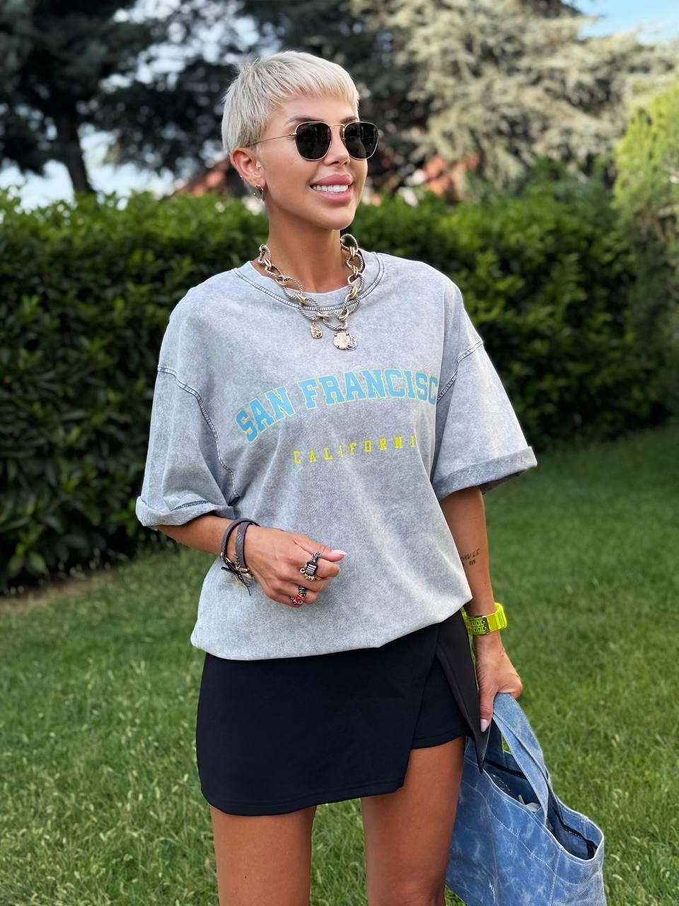 GRİ SAN FRANCISCO BASKILI TSHIRT