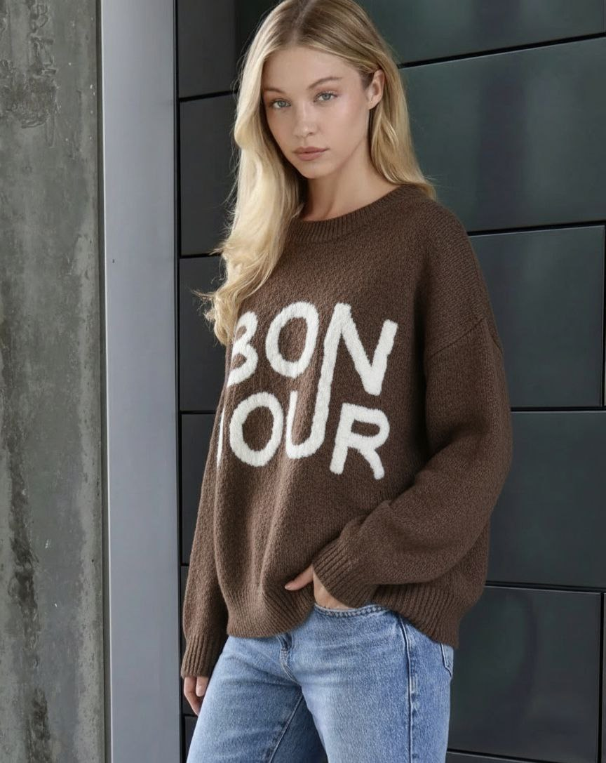 KAHVE BİSİKLET YAKA BONJOUR TRİKO KAZAK