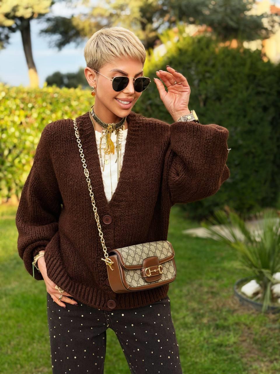 KAHVE OVERSIZE TRİKO HIRKA