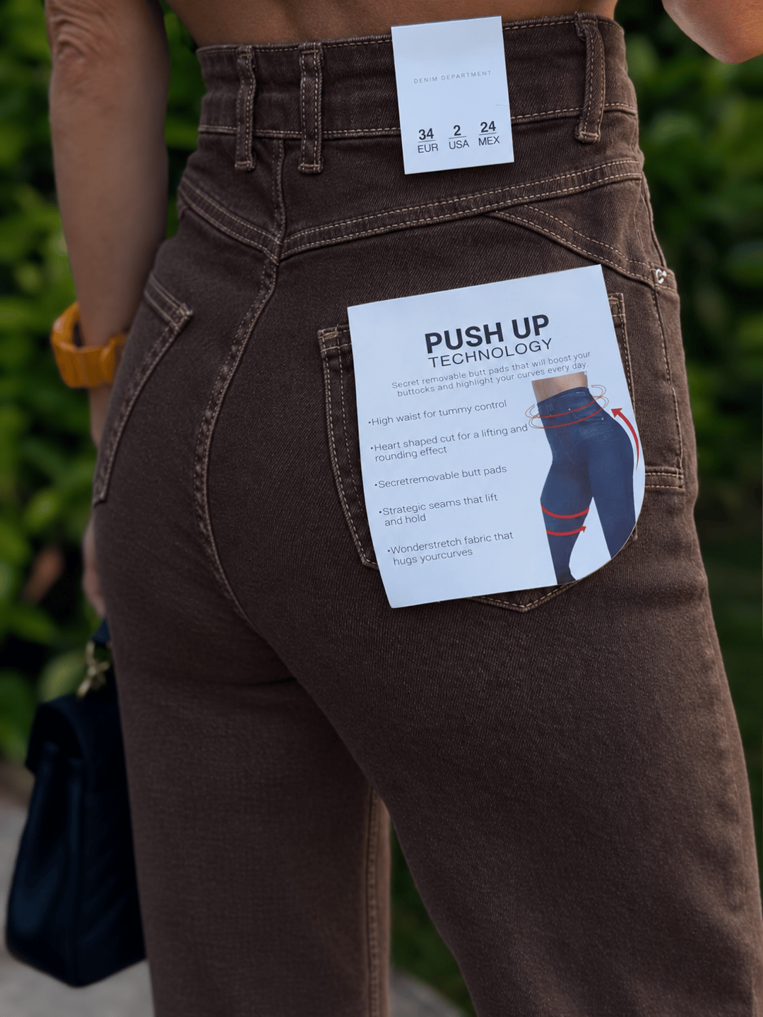 KAHVE PUSH UP WIDE LEG DENIM PANTOLON