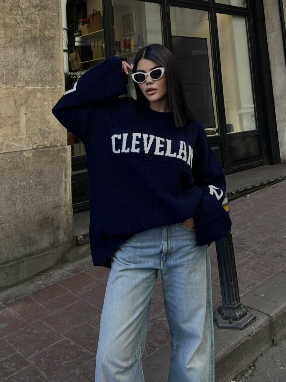 LACİVERT CLEVELAND OVERSIZE TRİKO KAZAK