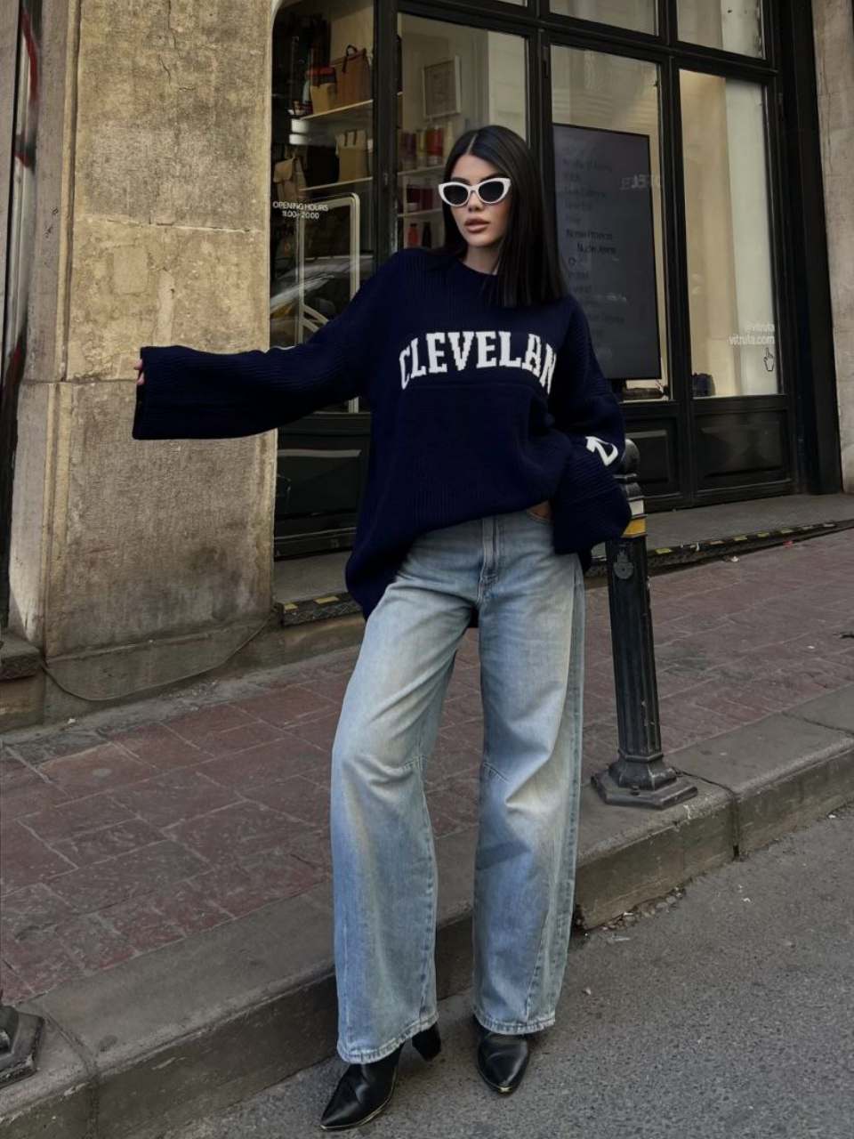 LACİVERT CLEVELAND OVERSIZE TRİKO KAZAK