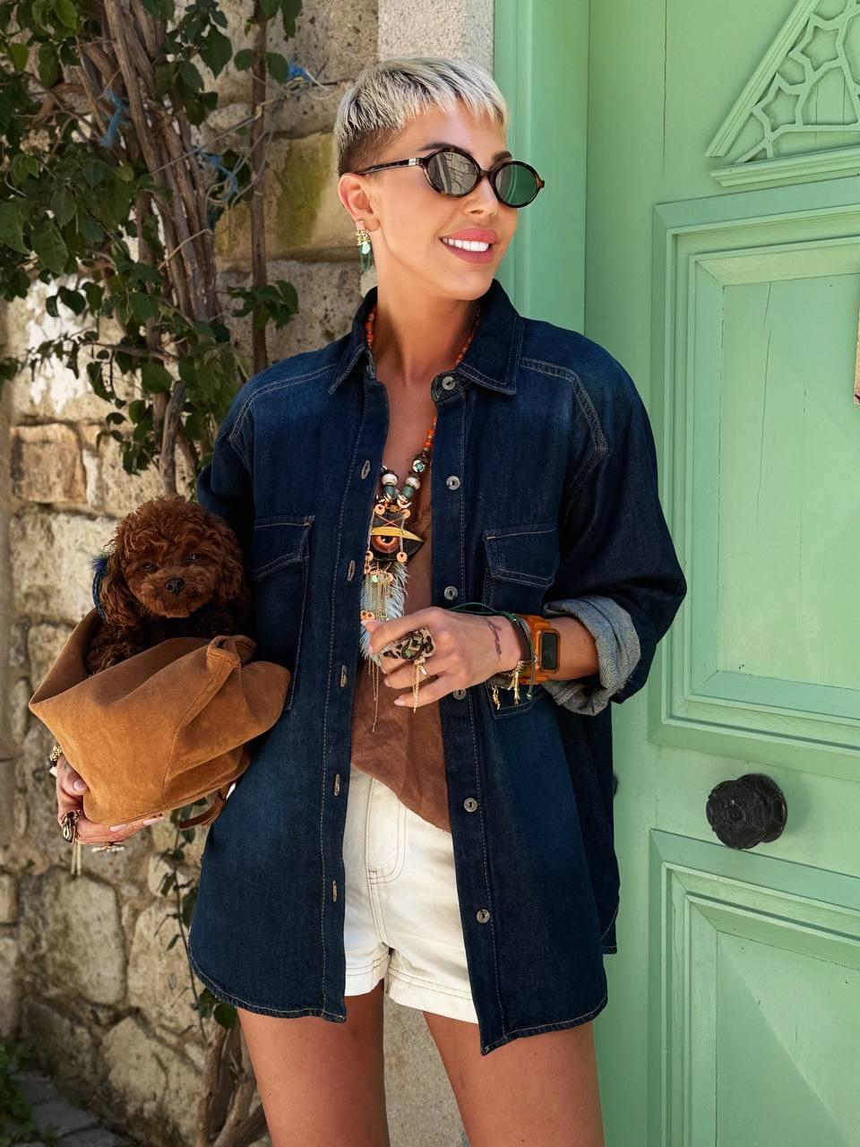 LACİVERT DENIM CEPLİ GÖMLEK