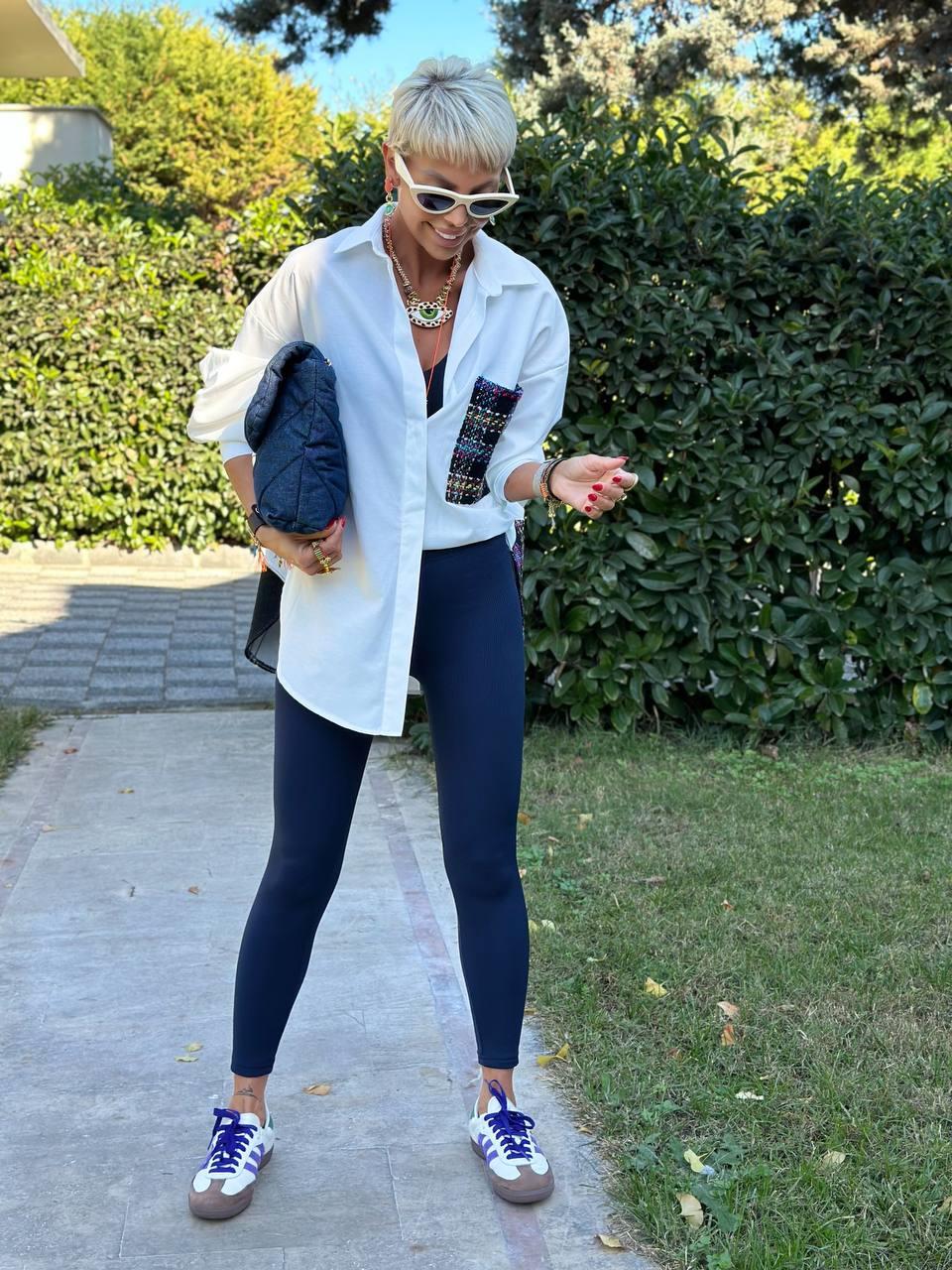 LACİVERT FİTİLLİ YÜKSEK BEL TAYT