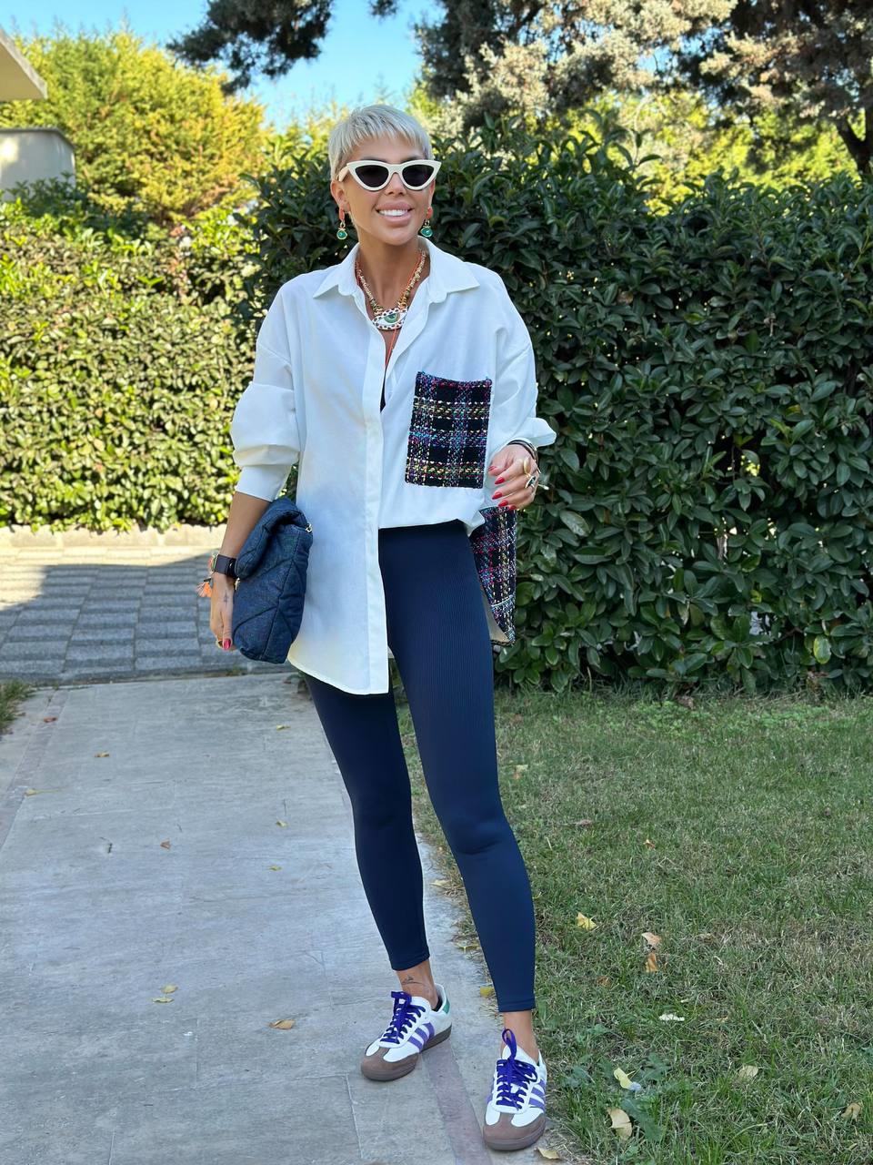 LACİVERT FİTİLLİ YÜKSEK BEL TAYT