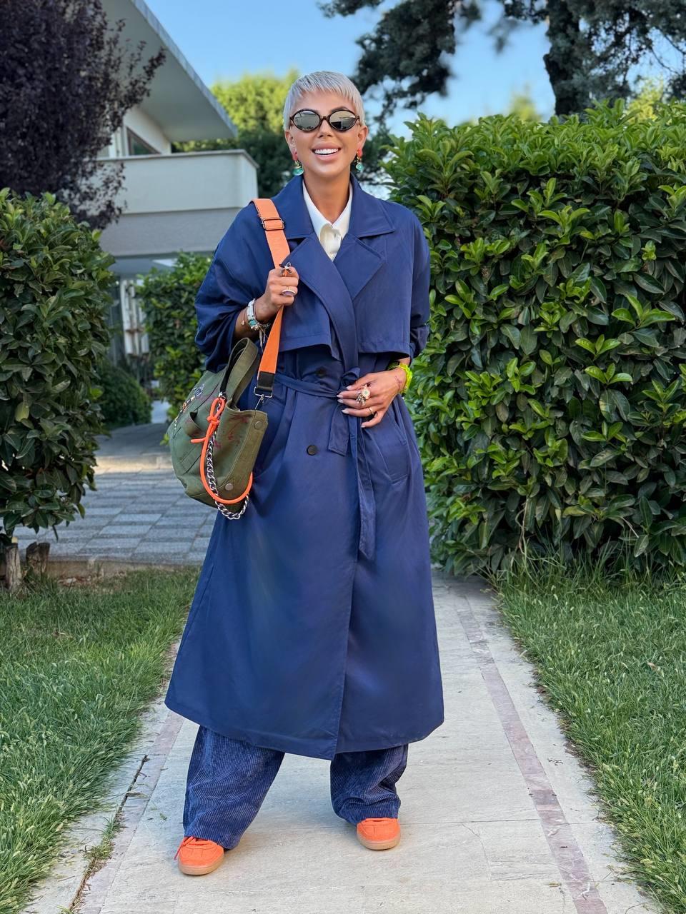 LACİVERT OVERSIZE ASTARLI TRENÇ