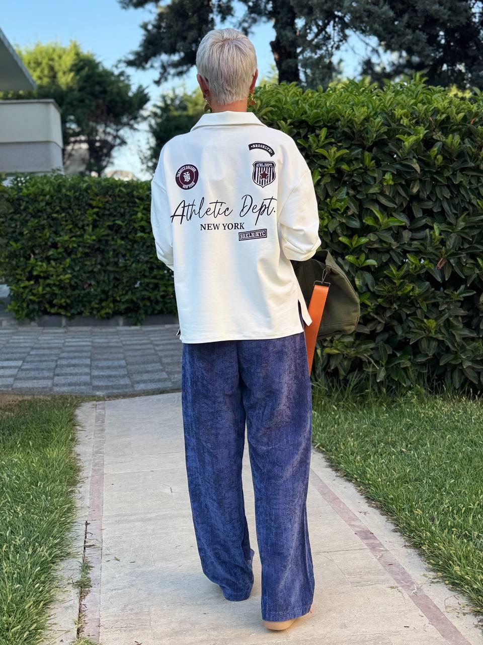 LACİVERT RENK KADİFE FİTİLLİ PANTOLON