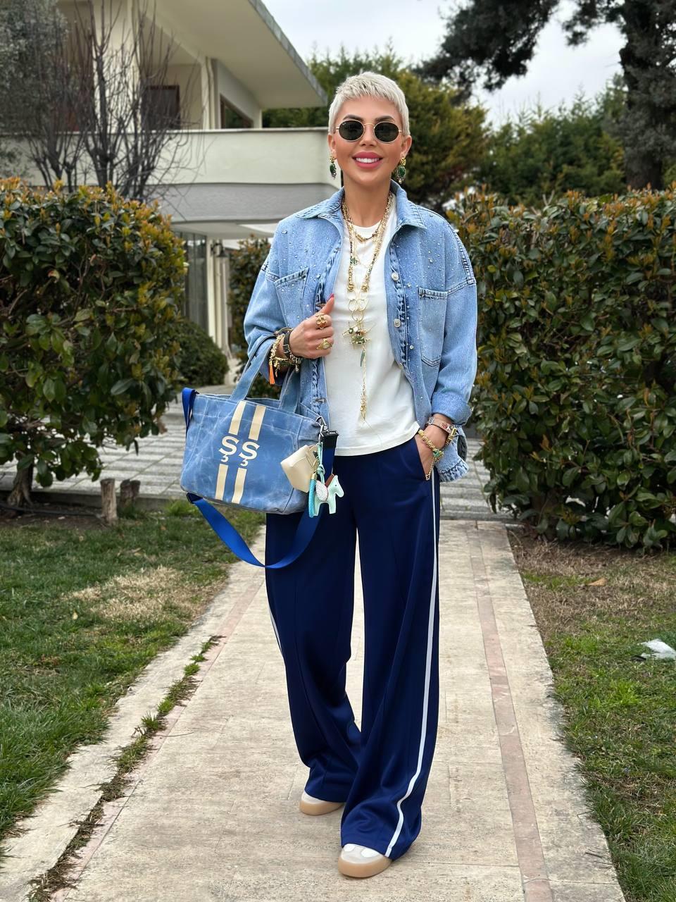 LACİVERT YANI TEK ŞERİTLİ PANTOLON