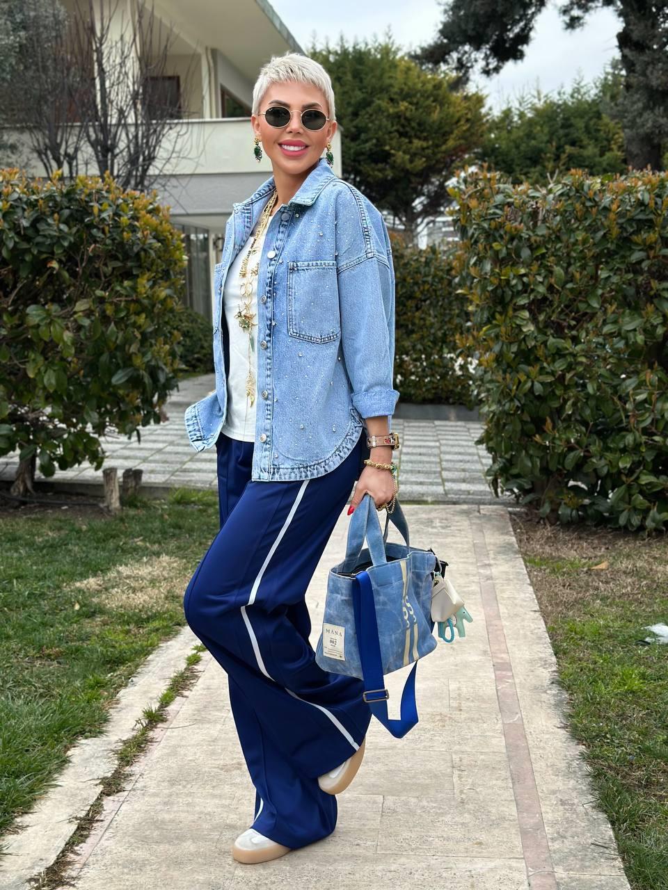 LACİVERT YANI TEK ŞERİTLİ PANTOLON