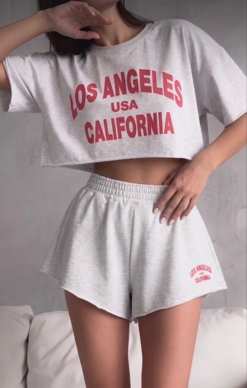 LOS ANGELES ŞORTLU TAKIM GRİ