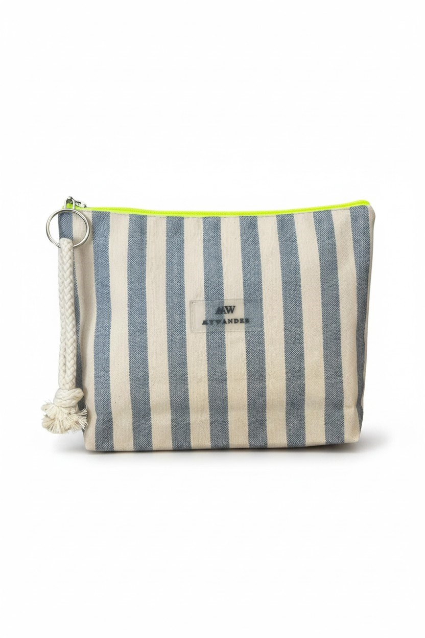 MARİNE ÇİZGİLİ NEON YEŞİL CLUTCH ÇANTA 