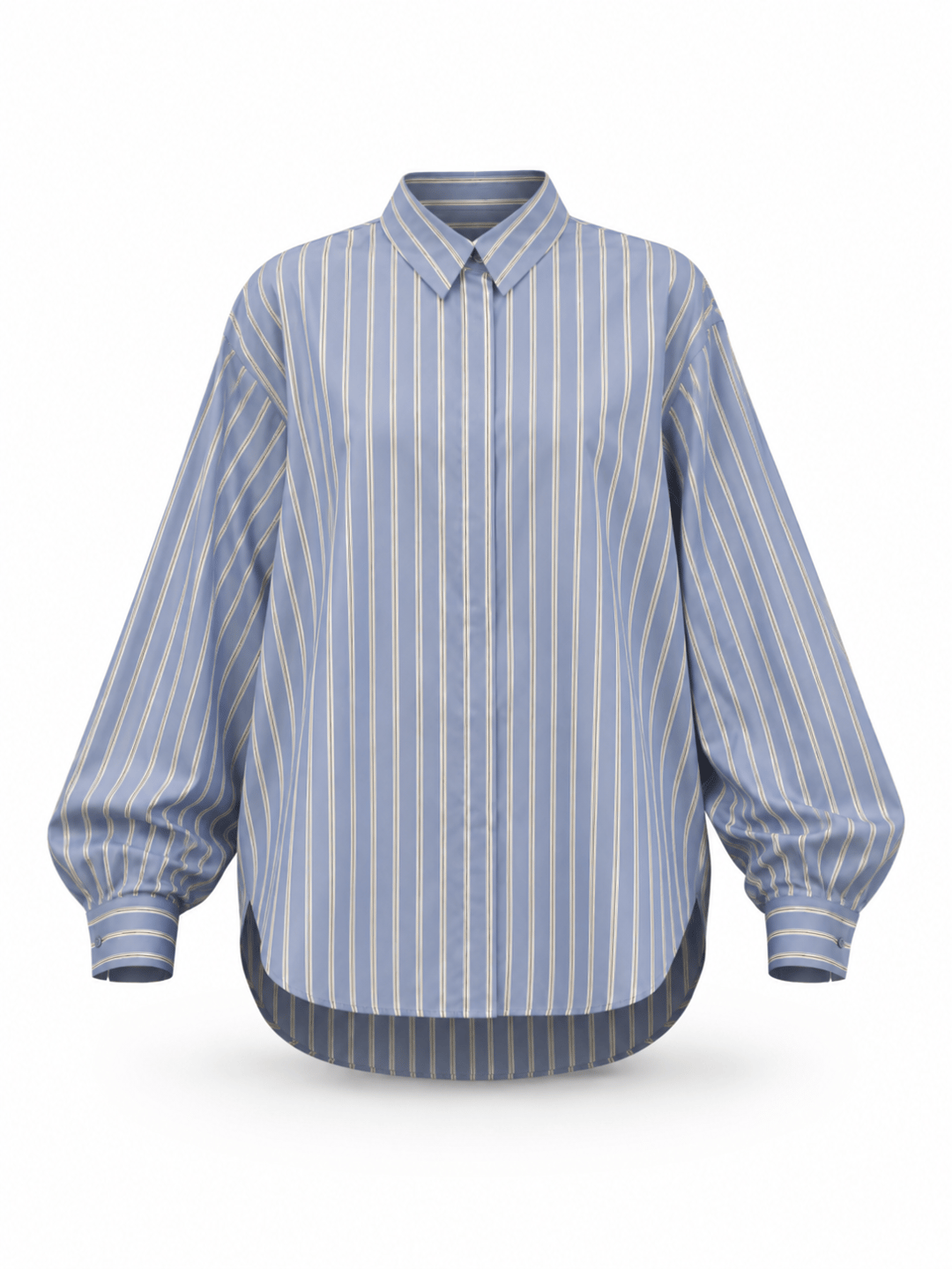 MAVİ BEYAZ ÇİZGİLİ OVERSIZE PREMIUM GÖMLEK