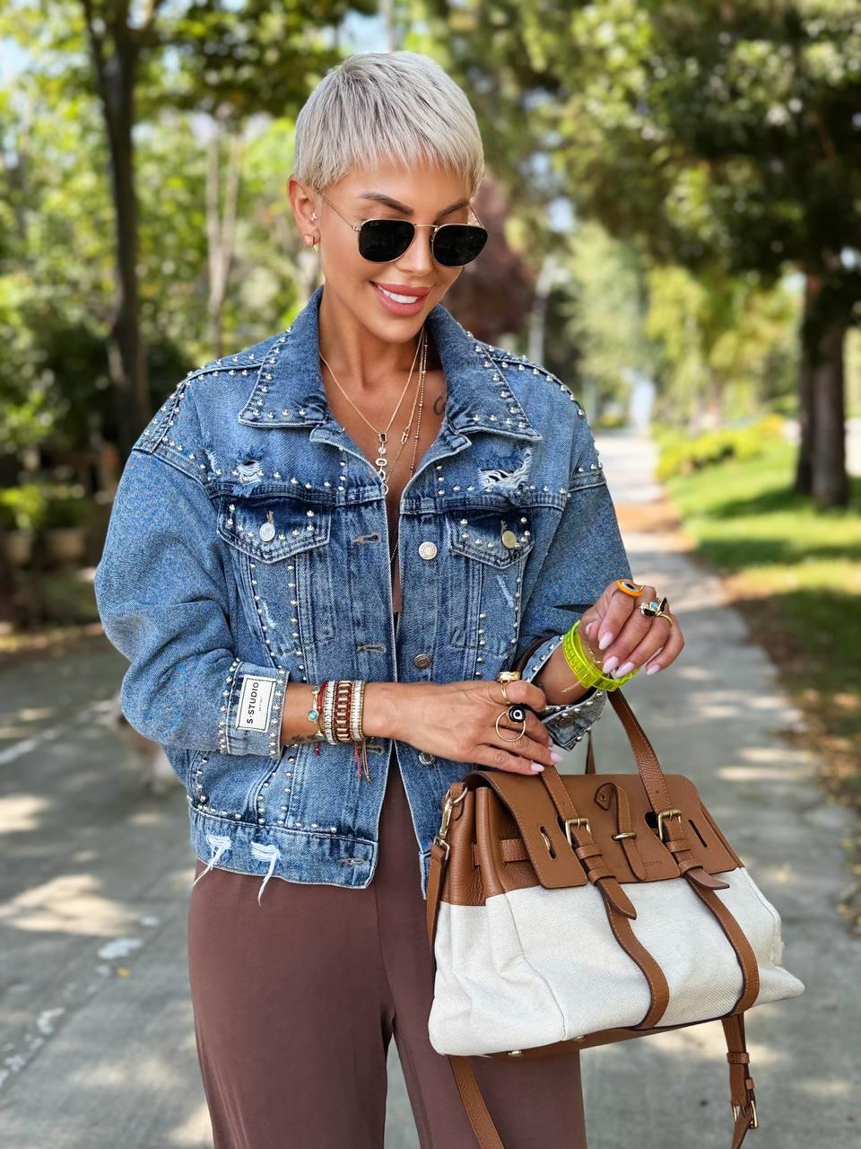 MAVİ S.STUDIO LAZERLİ DROPLU DENIM CEKET