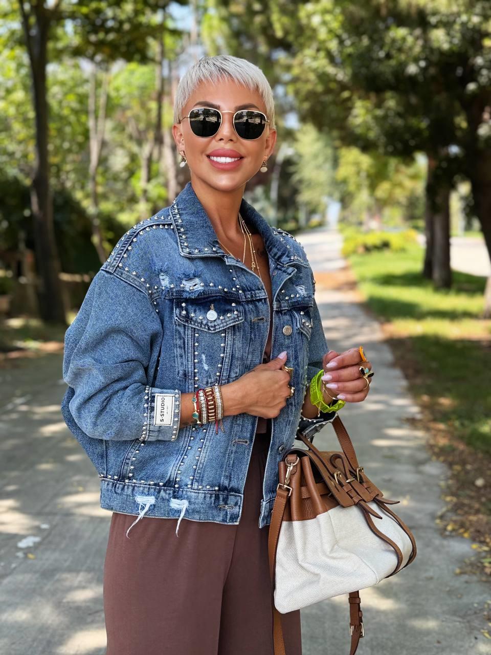 MAVİ S.STUDIO LAZERLİ DROPLU DENIM CEKET