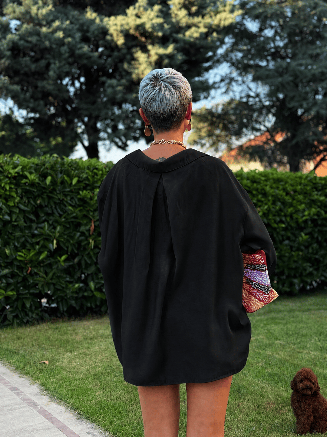 OMZU DÜŞÜK OVERSIZE GÖMLEK (SİYAH)