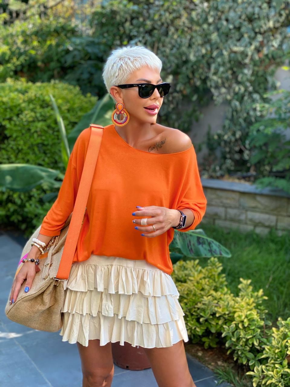 ORANJ KAYIK YAKA MERSERİZE