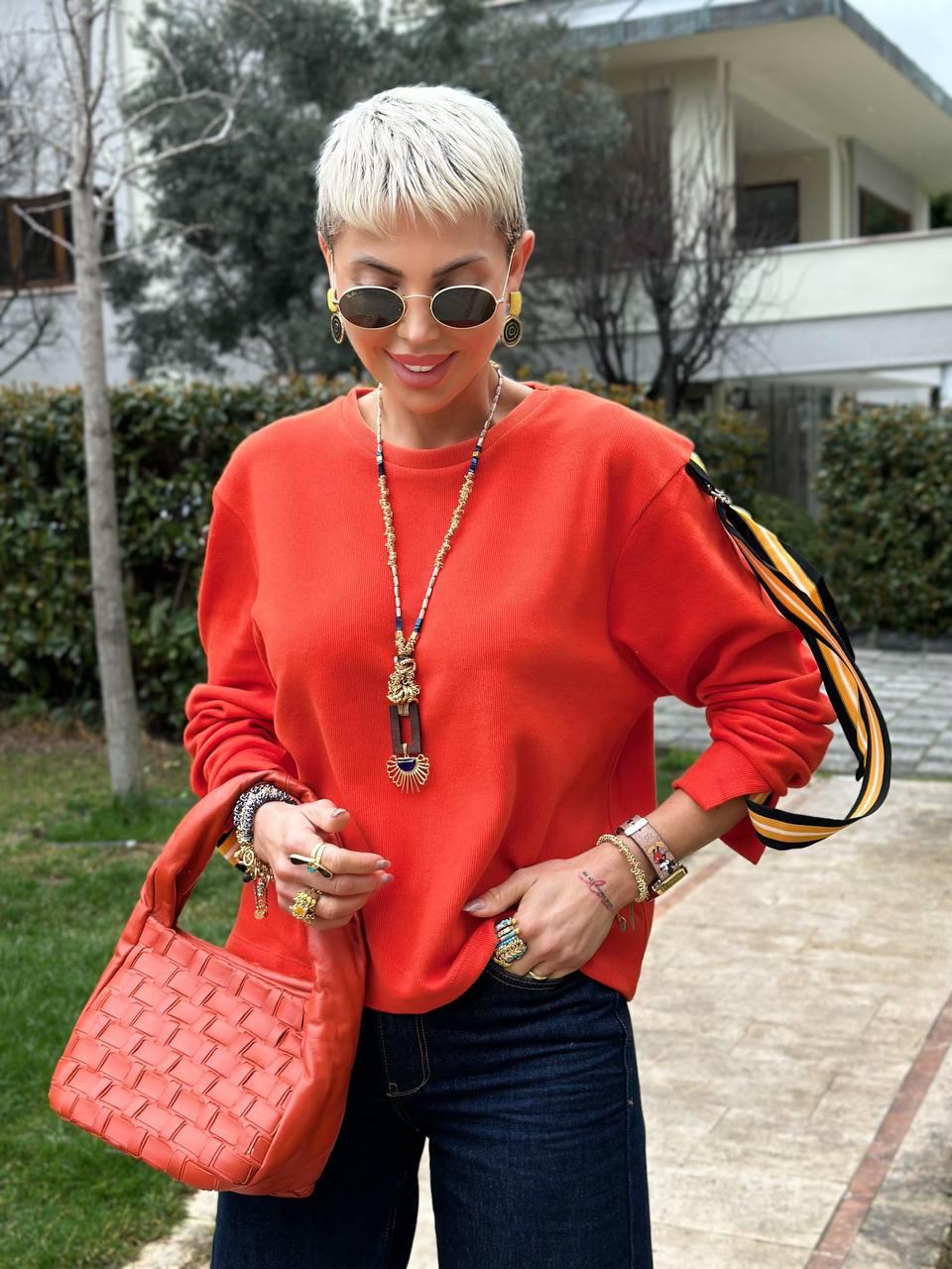 ORANJ KOLLARI APOLETLİ SELANİK SWEATSHİRT