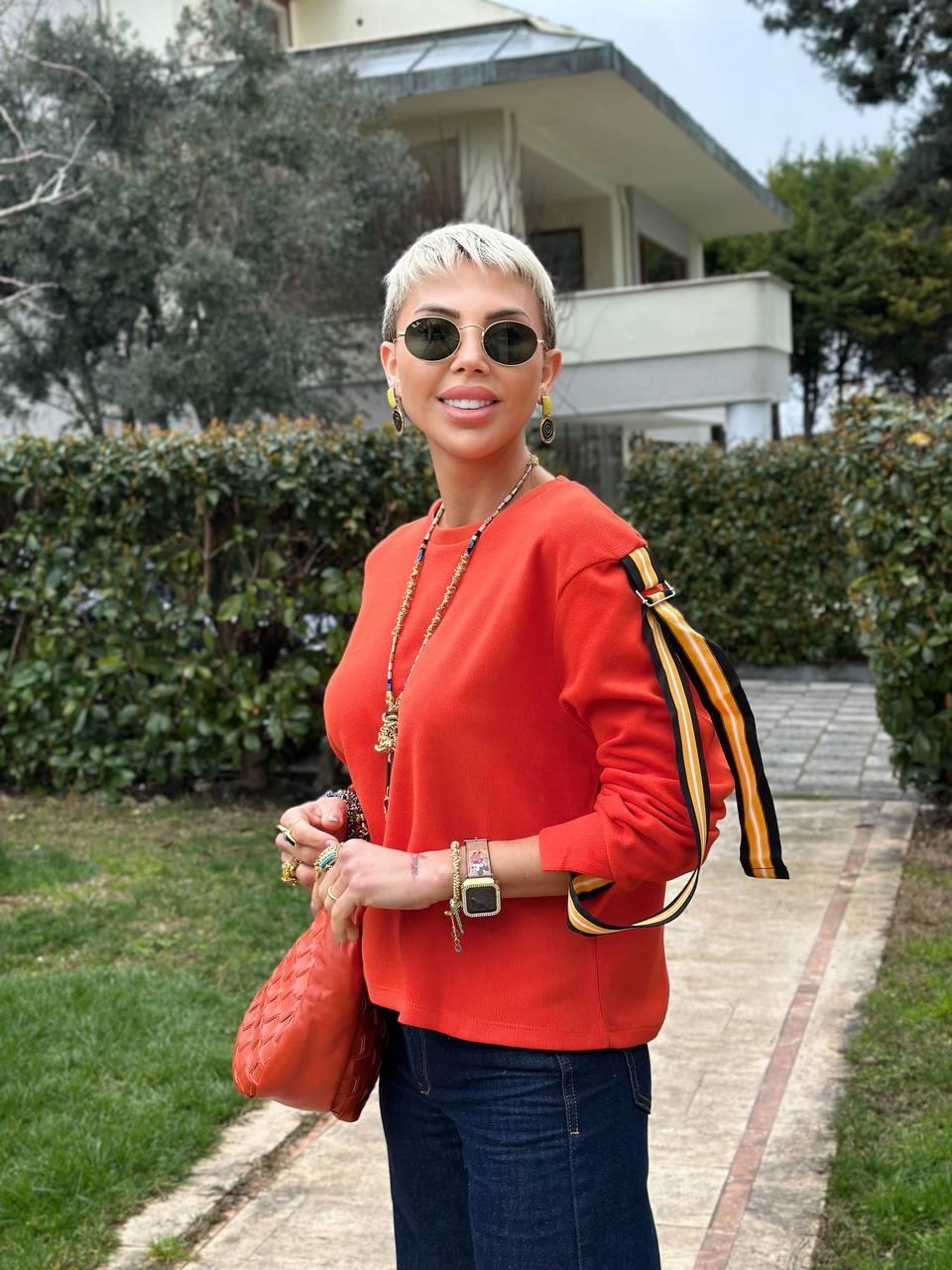 ORANJ KOLLARI APOLETLİ SELANİK SWEATSHİRT