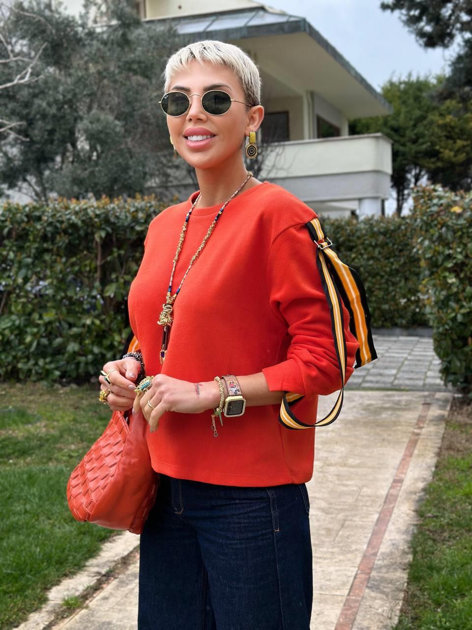 ORANJ KOLLARI APOLETLİ SELANİK SWEATSHİRT