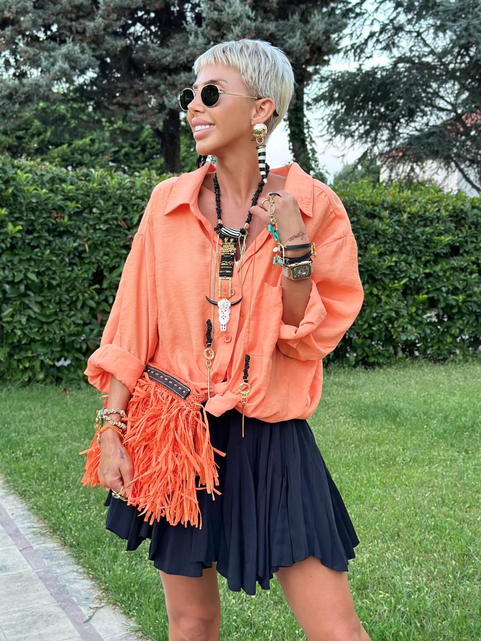 ORANJ OMZU DÜŞÜK OVERSIZE GÖMLEK