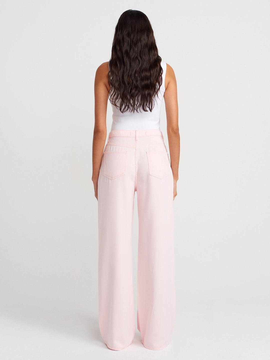 PEMBE TENCEL DENİM PANTOLON