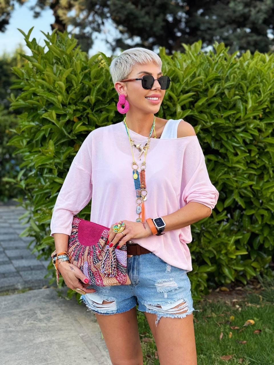 PUDRA PEMBE KAYIK YAKA MERSERİZE