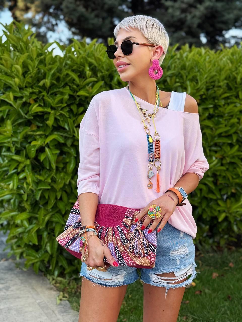 PUDRA PEMBE KAYIK YAKA MERSERİZE