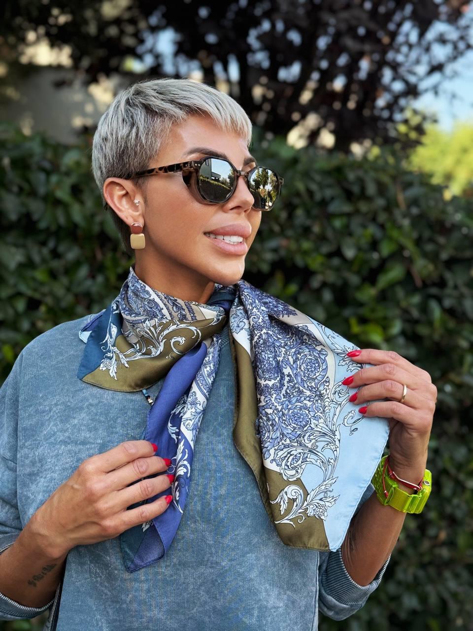 ROYAL BLUE PRINTED SCARF