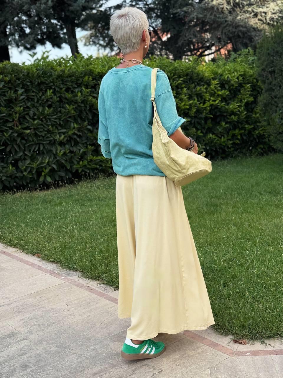 SARI BELİ LASTİKLİ SALAŞ PANTOLON