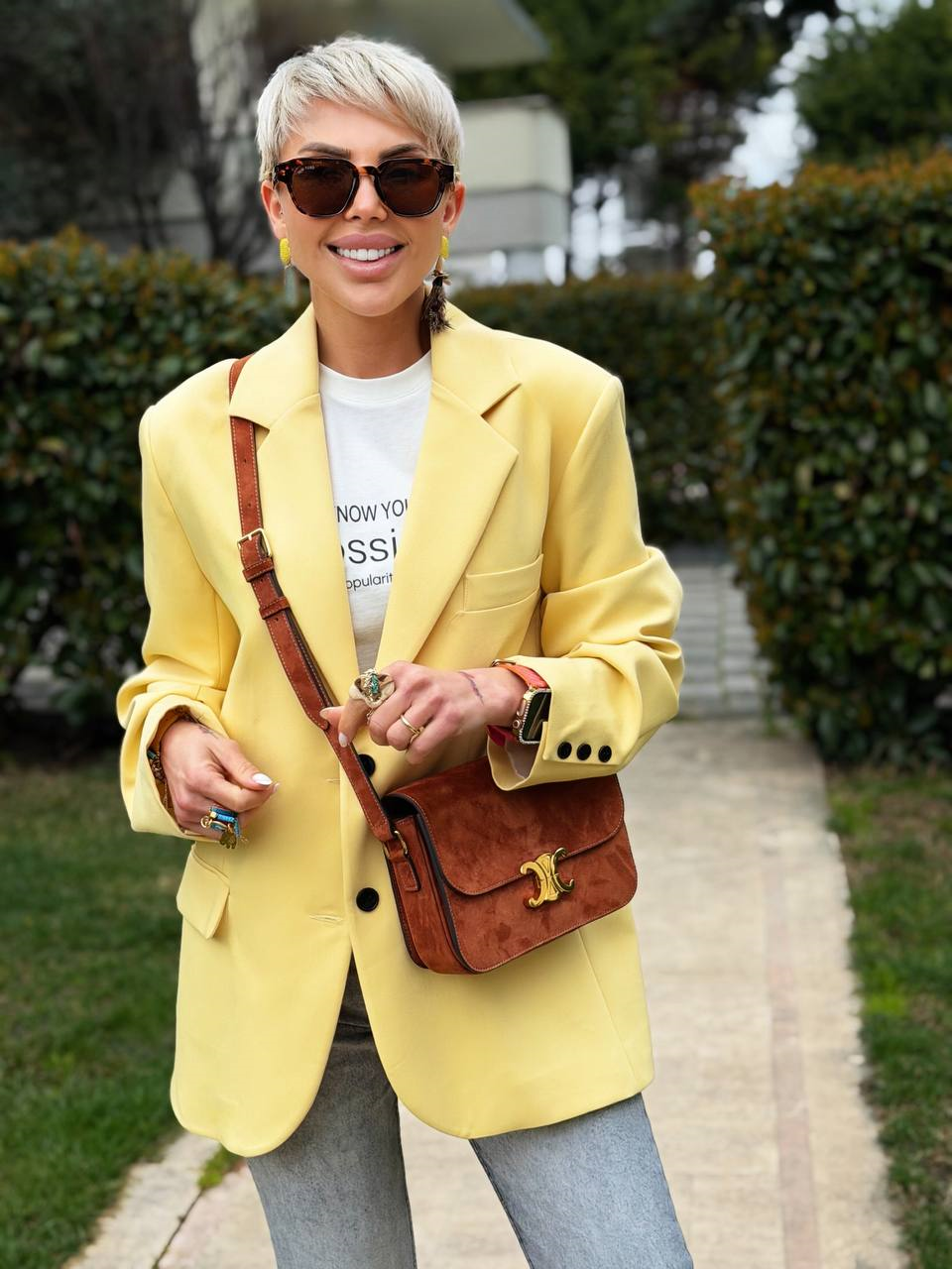 SARI ÇİFT DÜĞMELİ BLAZER CEKET