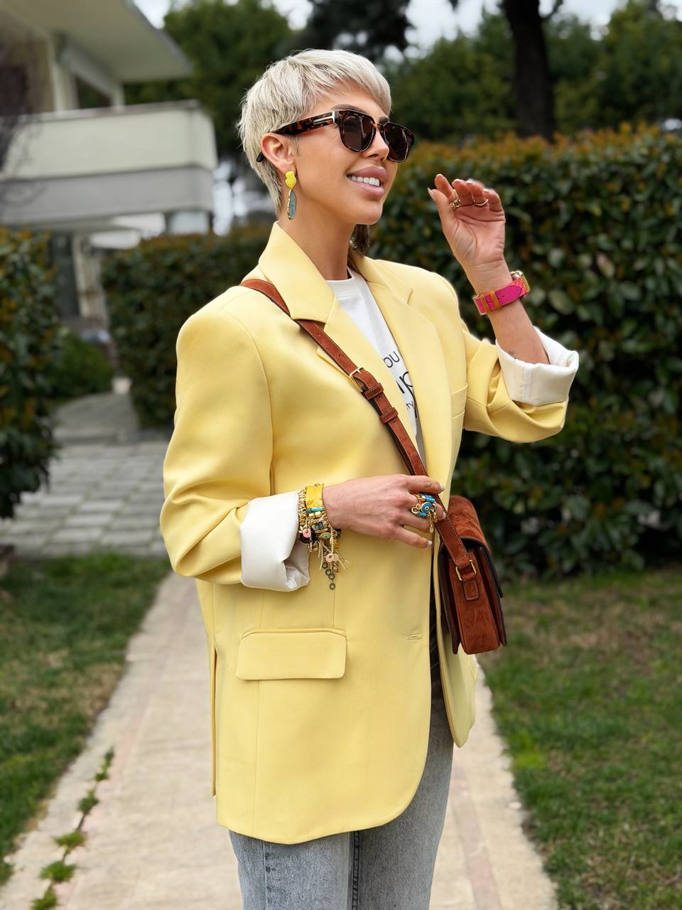 SARI ÇİFT DÜĞMELİ BLAZER CEKET