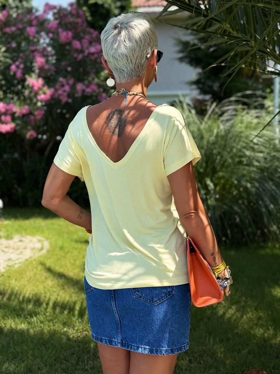 SARI S.STUDIO PREMIUM ÖN ARKA V YAKA TSHIRT