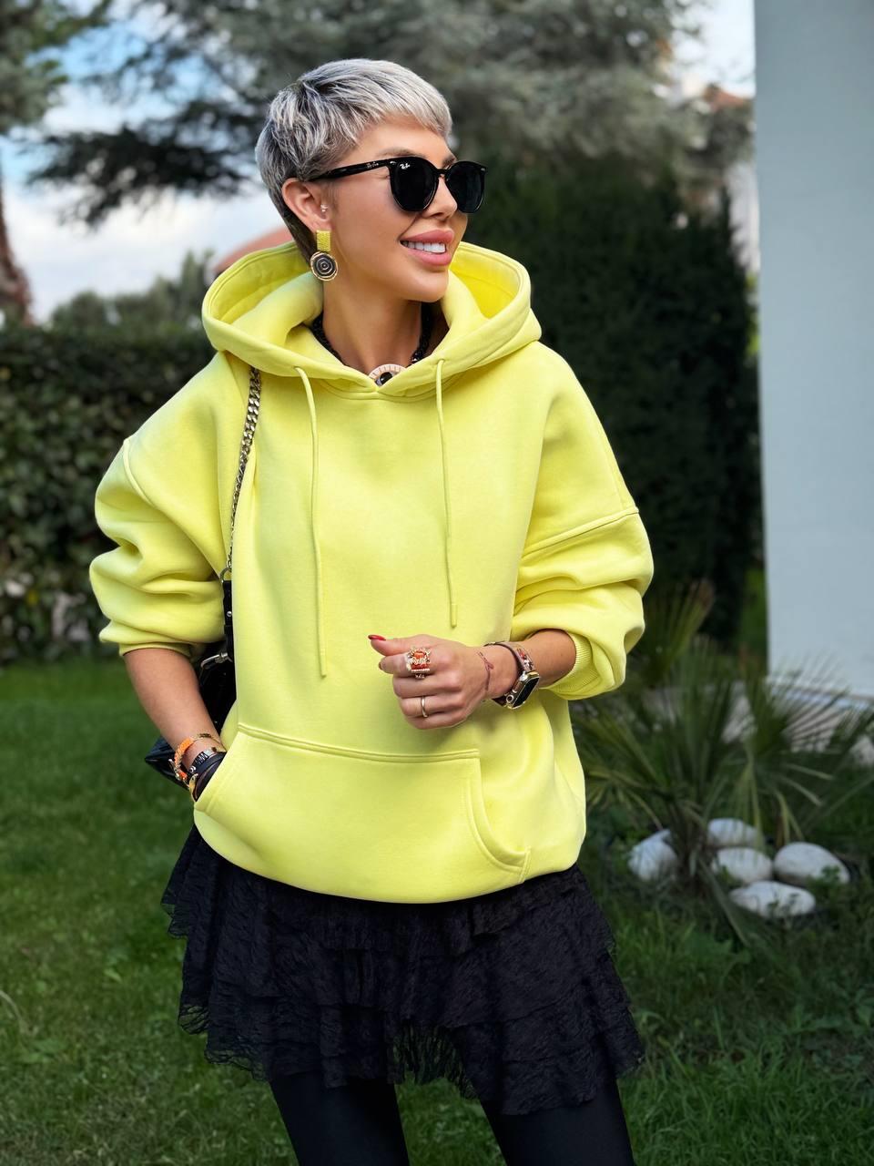 SARI S.STUDIO MICKEY TASARIM HOODİE