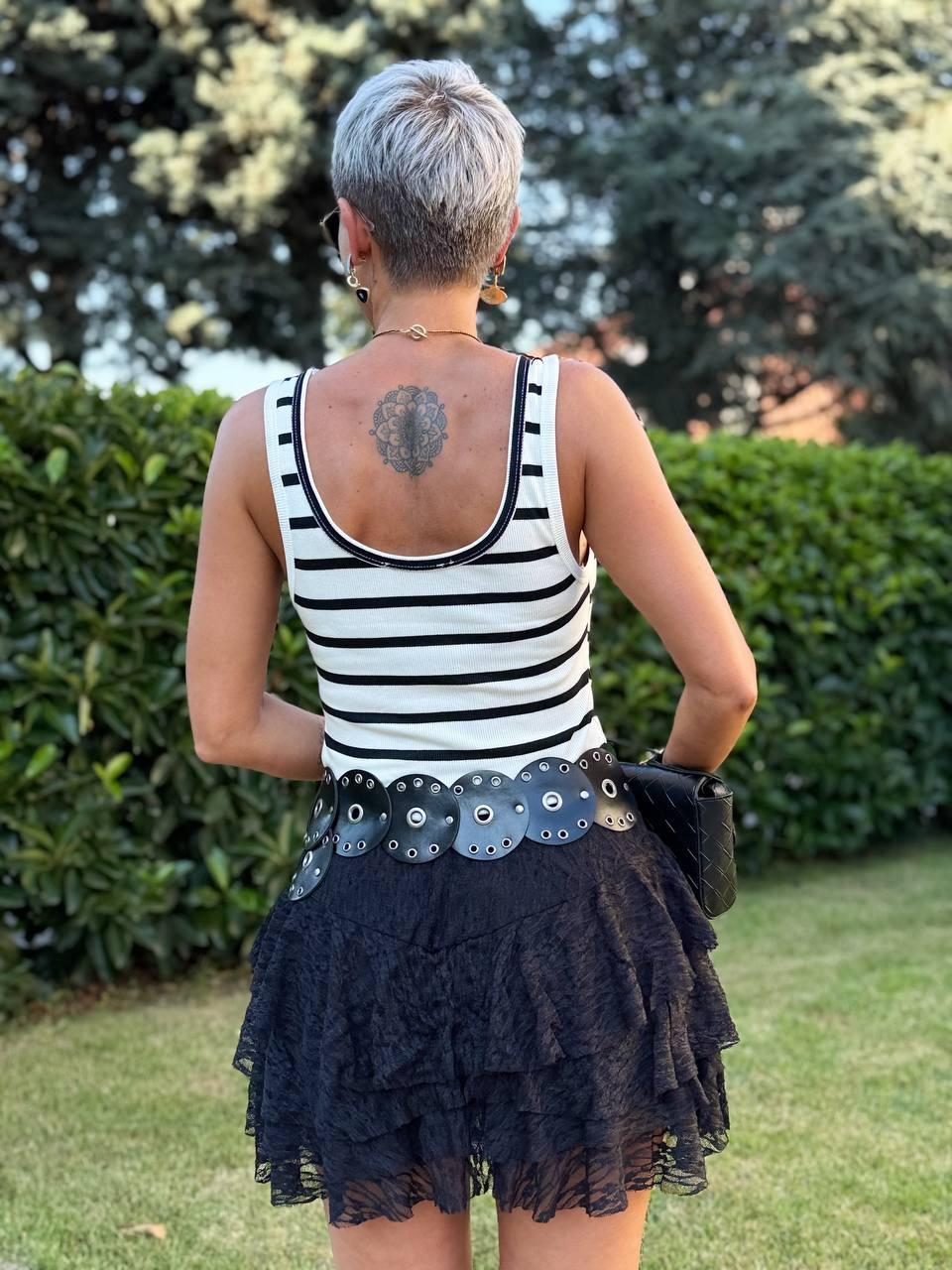 SİYAH-BEYAZ ÇİZGİLİ S.STUDIO ÖN ARKA U YAKA ATLET