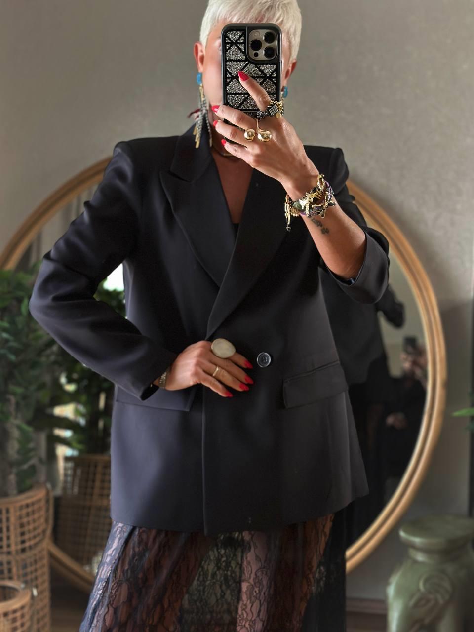 SİYAH DÜĞMELİ BLAZER CEKET