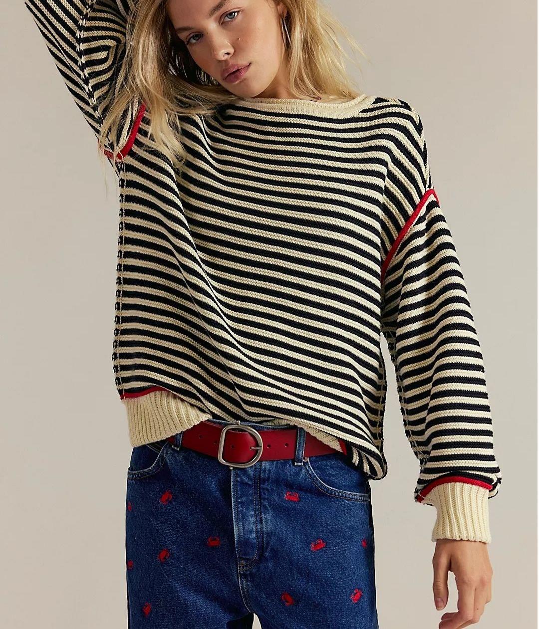 SİYAH EKRU ÇİZGİLİ TRİKO KAZAK