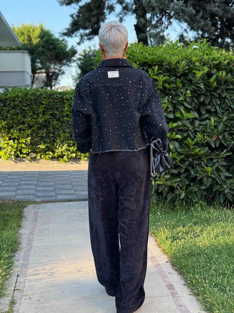 SİYAH RENK KADİFE FİTİLLİ PANTOLON