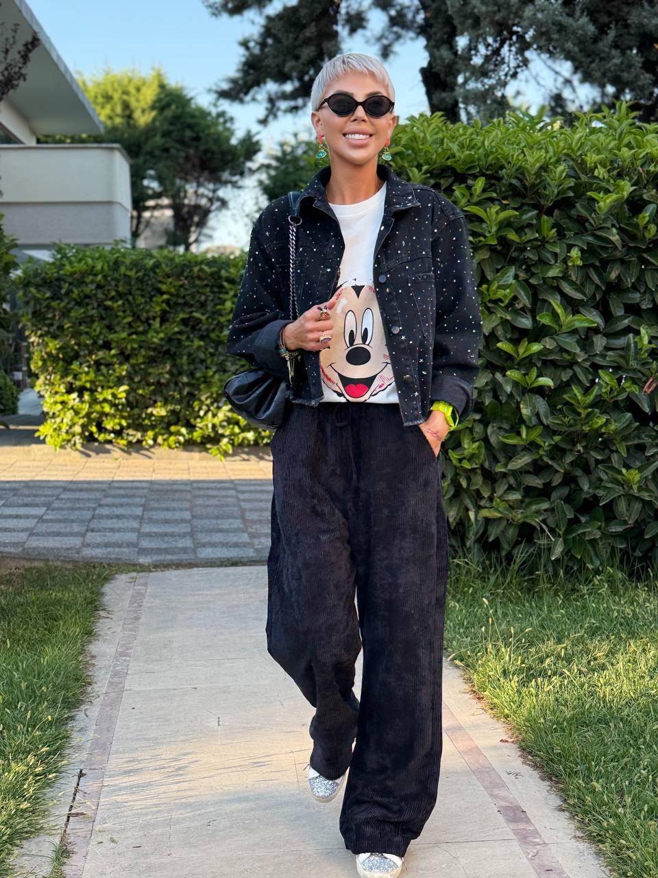 SİYAH RENK KADİFE FİTİLLİ PANTOLON