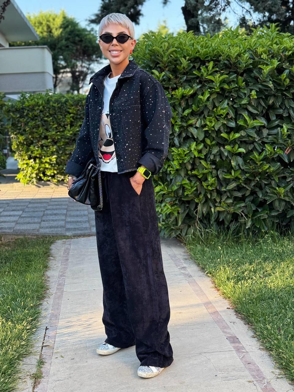 SİYAH RENK KADİFE FİTİLLİ PANTOLON